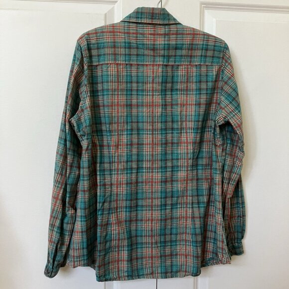 Woolrich Pearl Snap Shirt Womens L Blue Plaid Western Cowgirl Rodeo - Picture 3 of 8